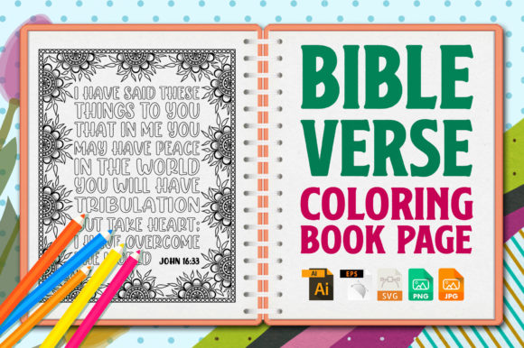 Bible Verse Coloring Page for Graphics & Branding