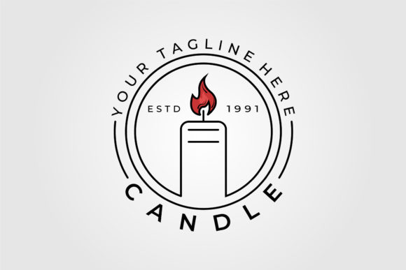 Candle Line Art Logo Simple Minimalist