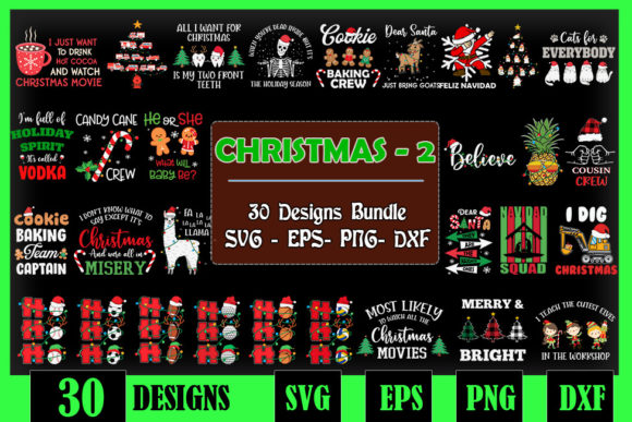 Christmas 2 Bundle SVG 30 Designs Part 2 for Graphics & Crafts