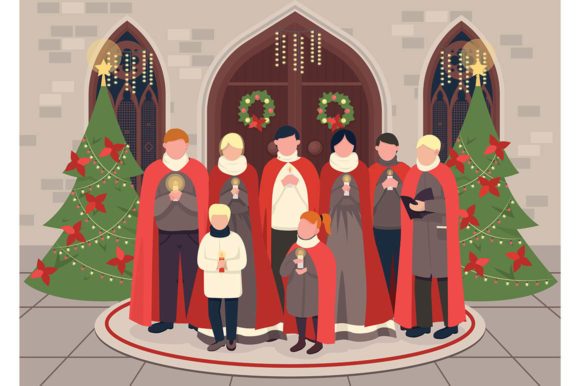Christmas Carol Choir Flat Illustration Graphics