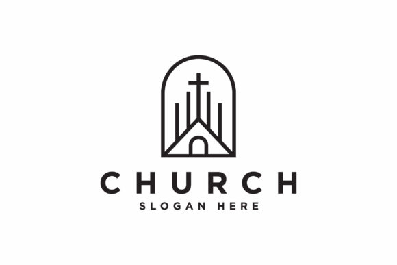Church Building with Catholic Logo Graphics