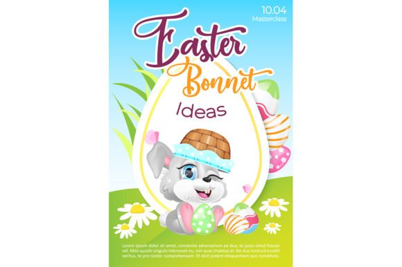 Easter Bonnet Poster Flat Vector Graphics & Templates