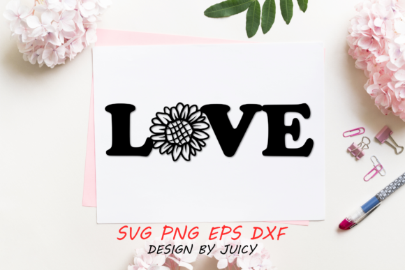 Love with Sunflower Design: A Graphics Asset for Crafts & Commerce