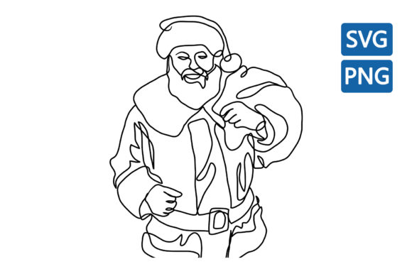 Santa Claus One Line Drawing Art Graphics